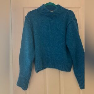 Topshop Women's Teal Crew Neck Sweater